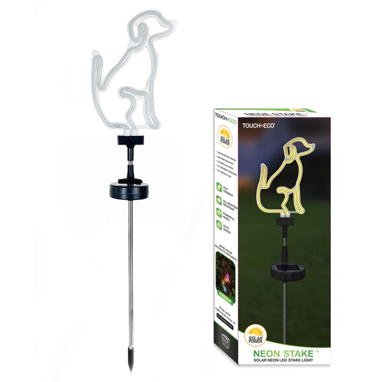 Solar Led Neon Garden Stake Light 4 Styles Outdoor Colorful Decorative Eco-Friendly